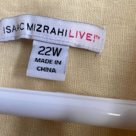 Issac Mizrahi Light Yellow Cotton Linen Button-Up Jacket size 22W - Picture 2 of 6